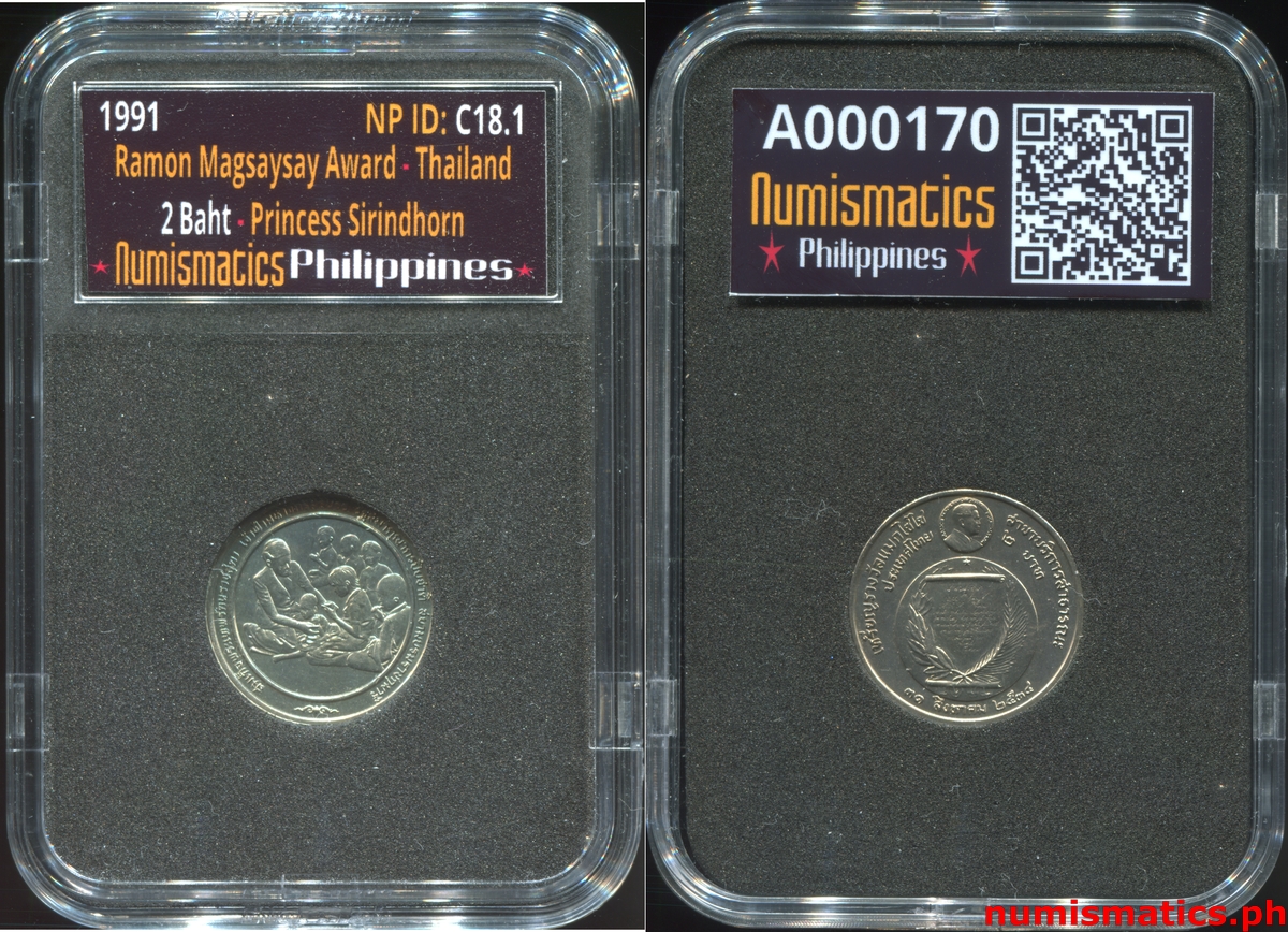 1991 2 Baht Ramon Magsaysay Award Princess Sirindhorn - Thailand Coin A000170 Slab
