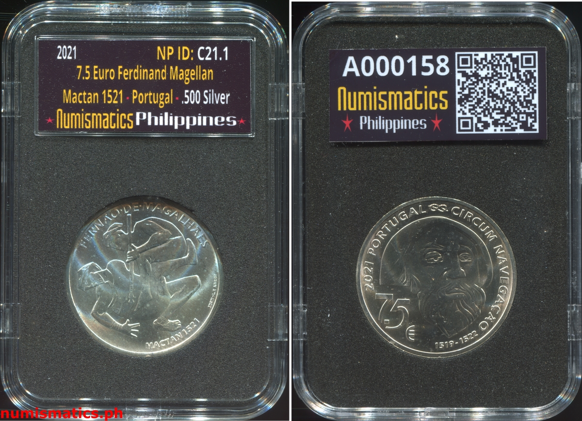2021 7.5 Euro Ferdinand Magellan Mactan 1521 Commemorative Coin A000158 Slab