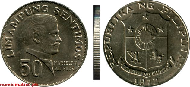 1972 50 Sentimos Singapore Mint Pilipino Series Coin