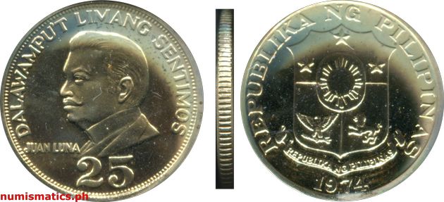 1974 25 Sentimos Proof Pilipino Series Coin