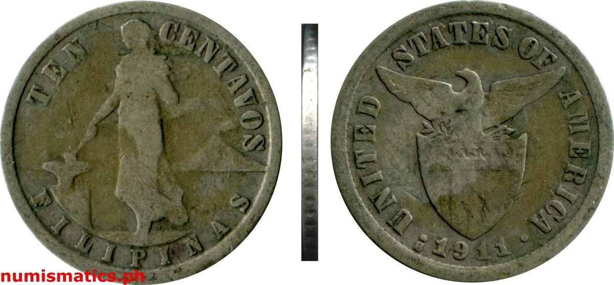 1911 S Ten Centavos Under U.S. Sovereignty Coin