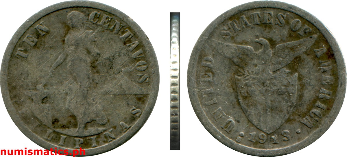 1913 S Ten Centavos Under U.S. Sovereignty Coin