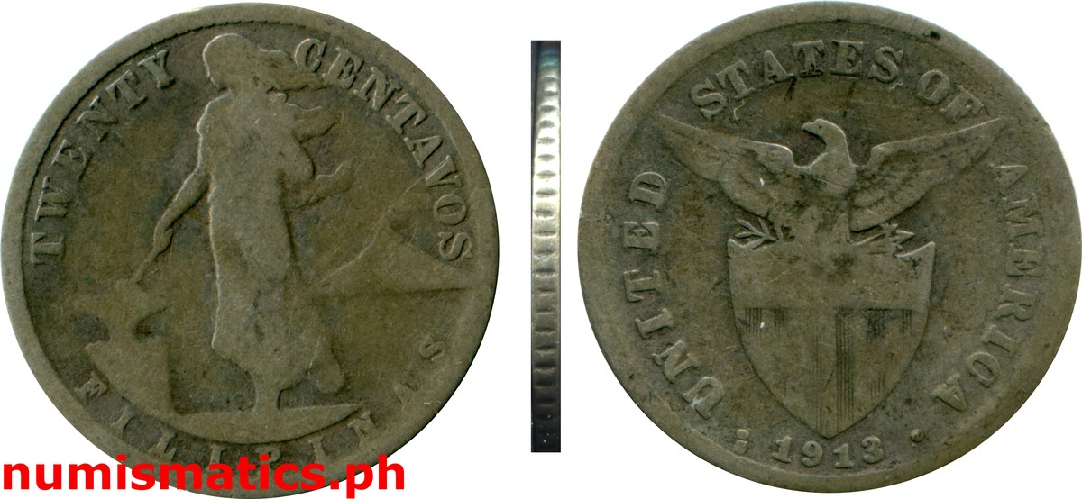 1913 S Twenty Centavos Under U.S. Sovereignty Coin