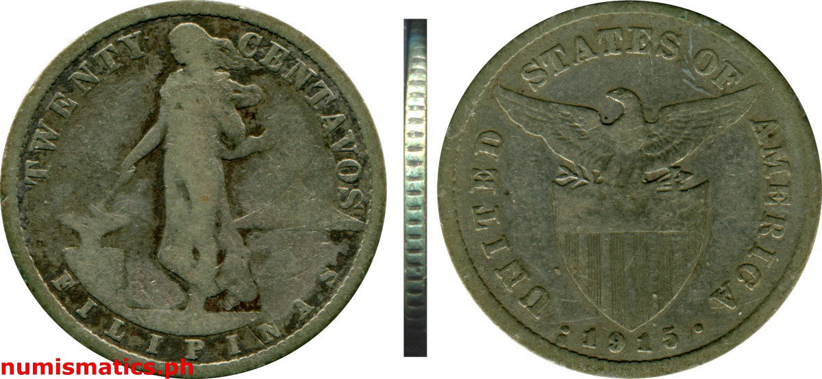 1915 S Twenty Centavos Under U.S. Sovereignty Coin