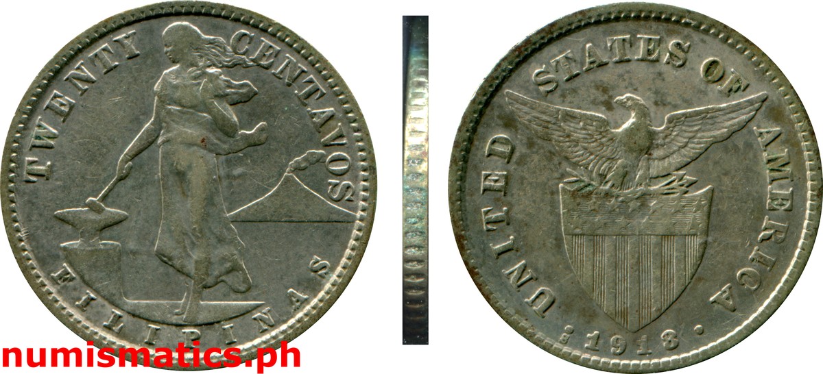 1918 S Twenty Centavos Under U.S. Sovereignty Coin