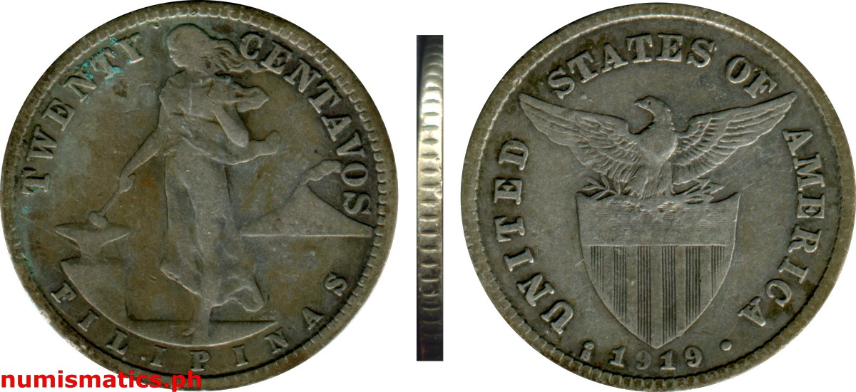 1919 S Twenty Centavos Under U.S. Sovereignty Coin