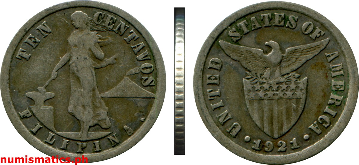 1921 Ten Centavos Under U.S. Sovereignty Coin