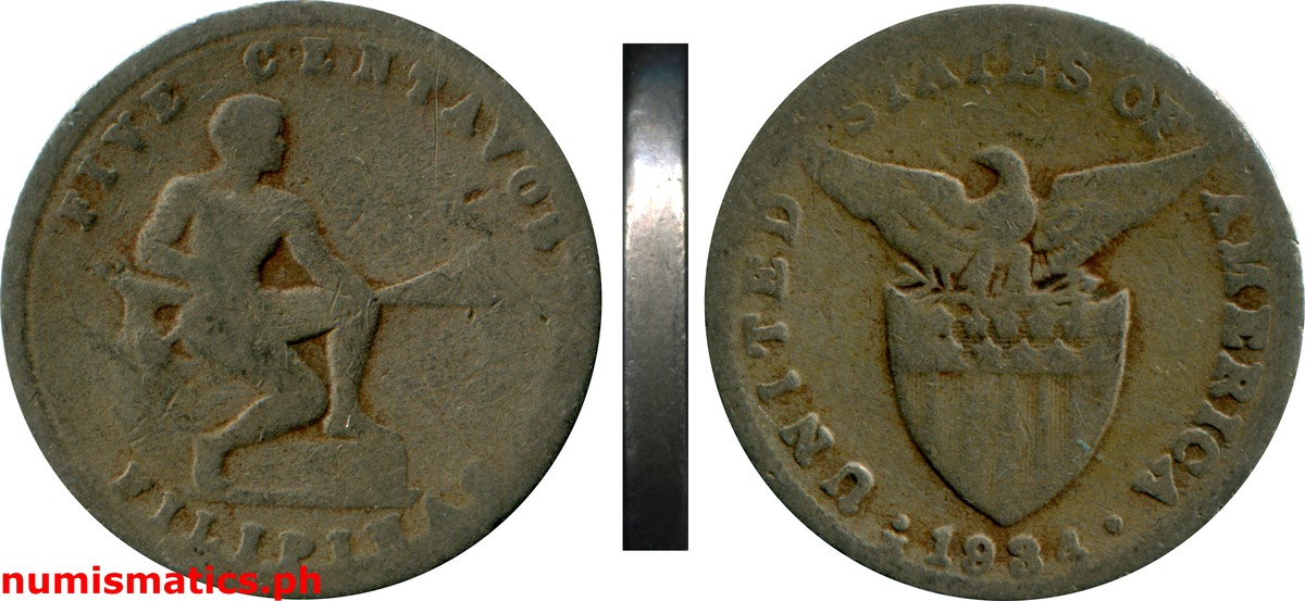 1934 M Five Centavos Under U.S. Sovereignty Coin
