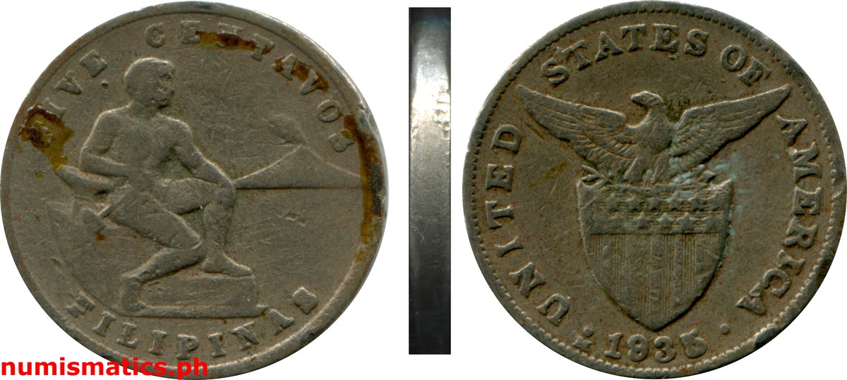1935 M Five Centavos Under U.S. Sovereignty Coin