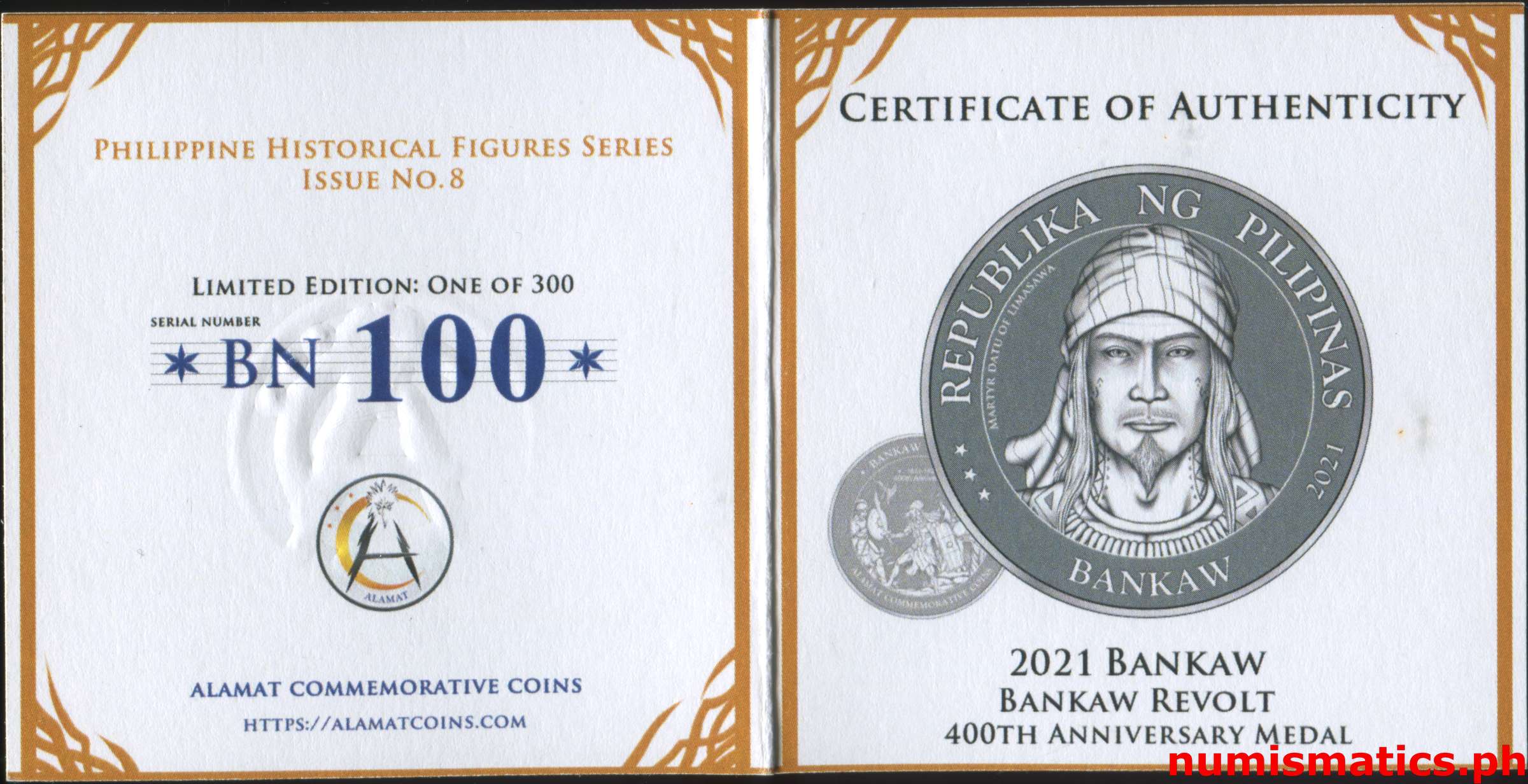 2021 Bankaw - Bankaw Revolt 400th Anniversary Medal COA 1