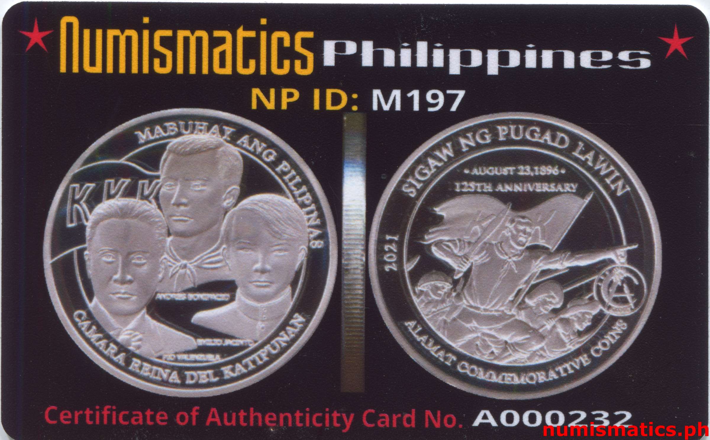 2021 Camara Reina Del Katipunan - Sigaw ng Pugad Lawin Medal A000232 COA Card Obverse