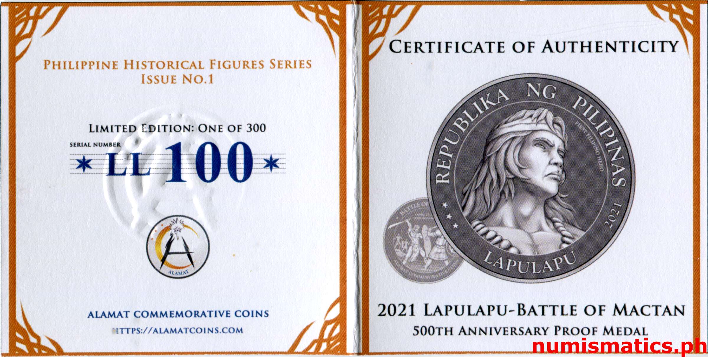 2021 Lapulapu - Battle of Mactan 500th Anniversary Medal COA 1