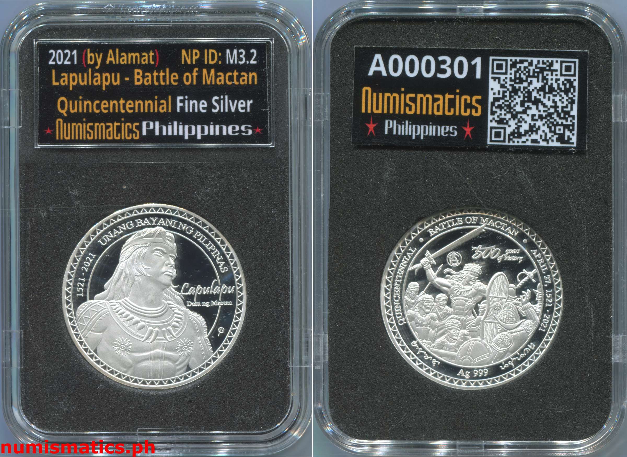 2021 Lapulapu - Battle of Mactan Silver Quincentennial Commemorative Medal A000301 Slab