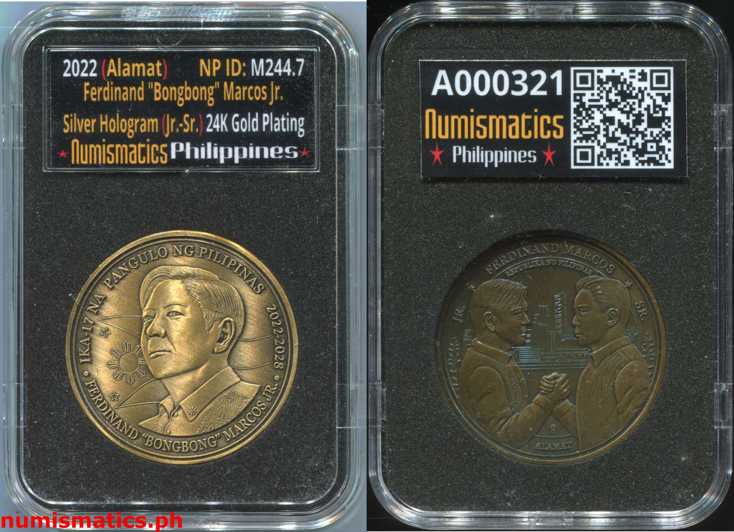 2022 Ferdinand Bongbong Marcos Jr. ika-17 na Pangulo ng Pilipinas Slab Green Label Medal A000321 Slab