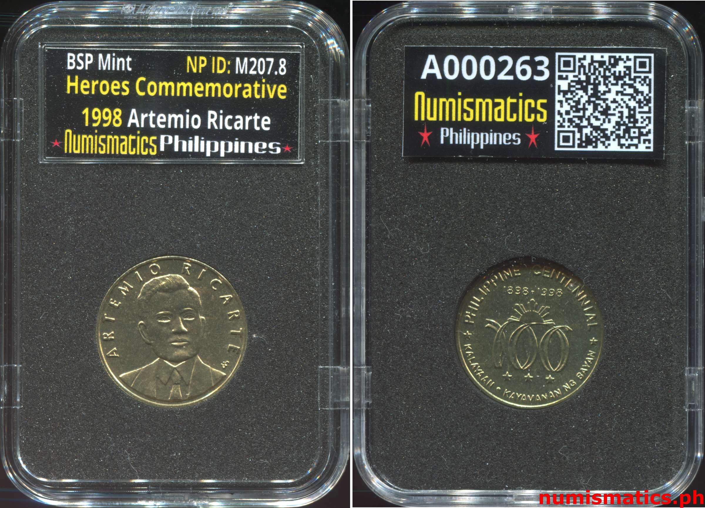 1998 Heroes Commemorative Coin Collection Artemio Ricarte A000263 Slab