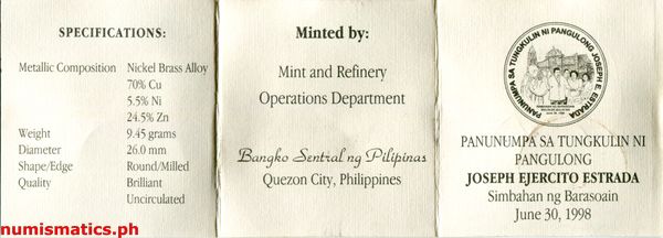 1998 Panunumpa sa Tungkulin ni Pangulong Joseph Ejercito Estrada Literature 1