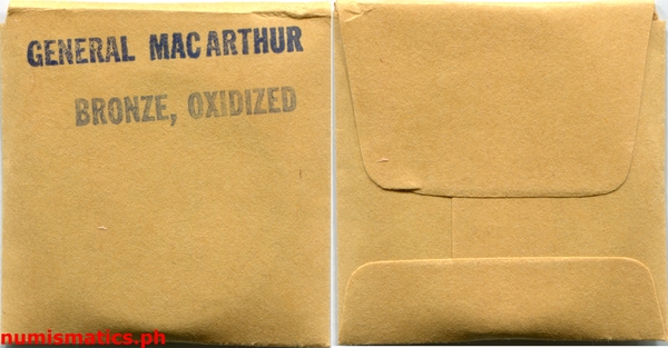 1964 General Douglas MacArthur Memorial Bronze Oxidized Medal Envelop 3