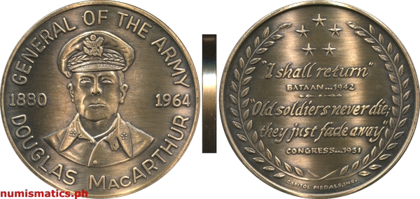 1964 General Douglas MacArthur Memorial Bronze Oxidized Medal