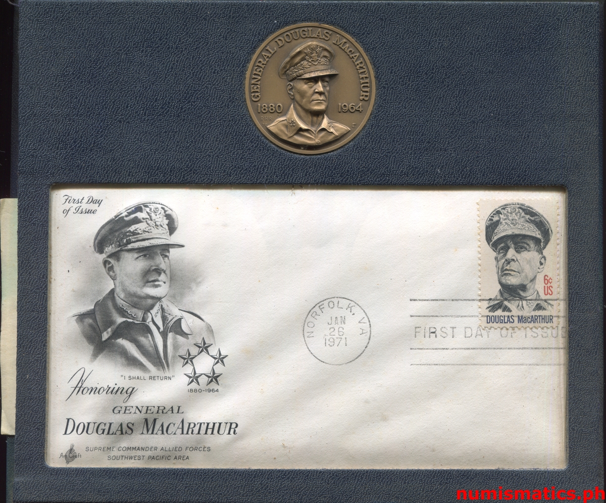 1971 Douglas MacArthur - Field Marshal Philippines Bronze Album Open 2 Medal