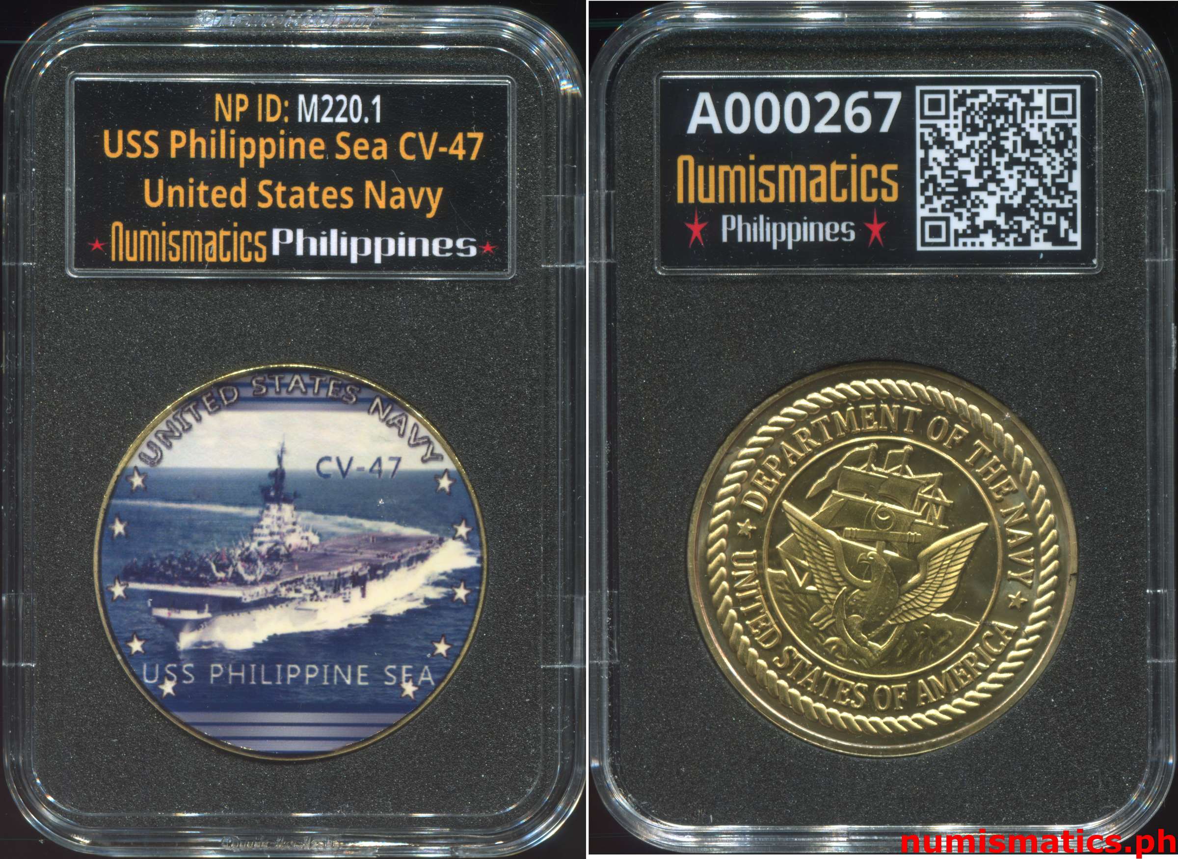 USS Philippine Sea CV-47 United States Navy Challenge Coin A000267 Slab