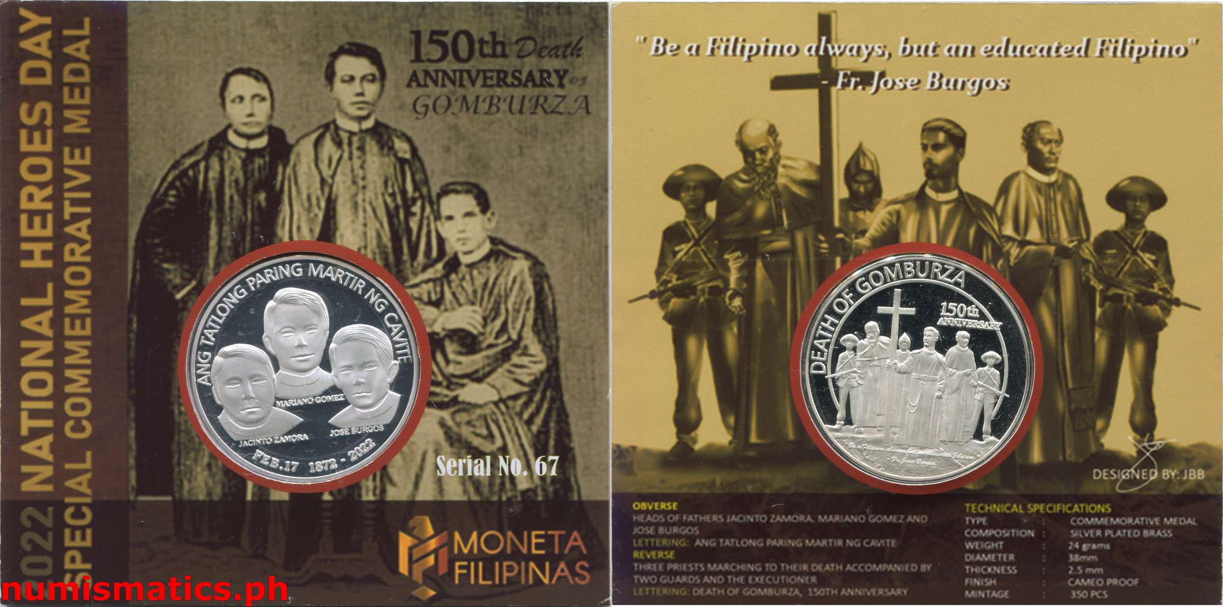 2022 150th Anniversary Death of Gomburza Commemorative Medal Blister Pack