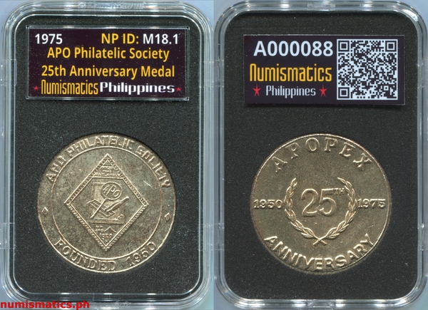 1975 APO Philatelic Society 25th Anniversary Medal A000088 Slab