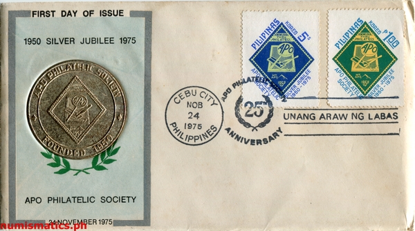 1975 APO Philatelic Society 25th Anniversary Medal First Day Cover Obverse