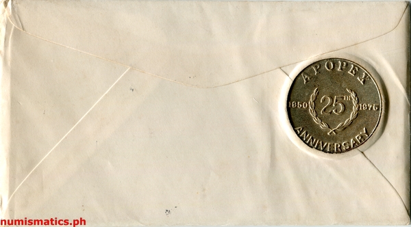 1975 APO Philatelic Society 25th Anniversary Medal First Day Cover Reverse