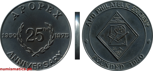 1975 APO Philatelic Society 25th Anniversary Medal Thin