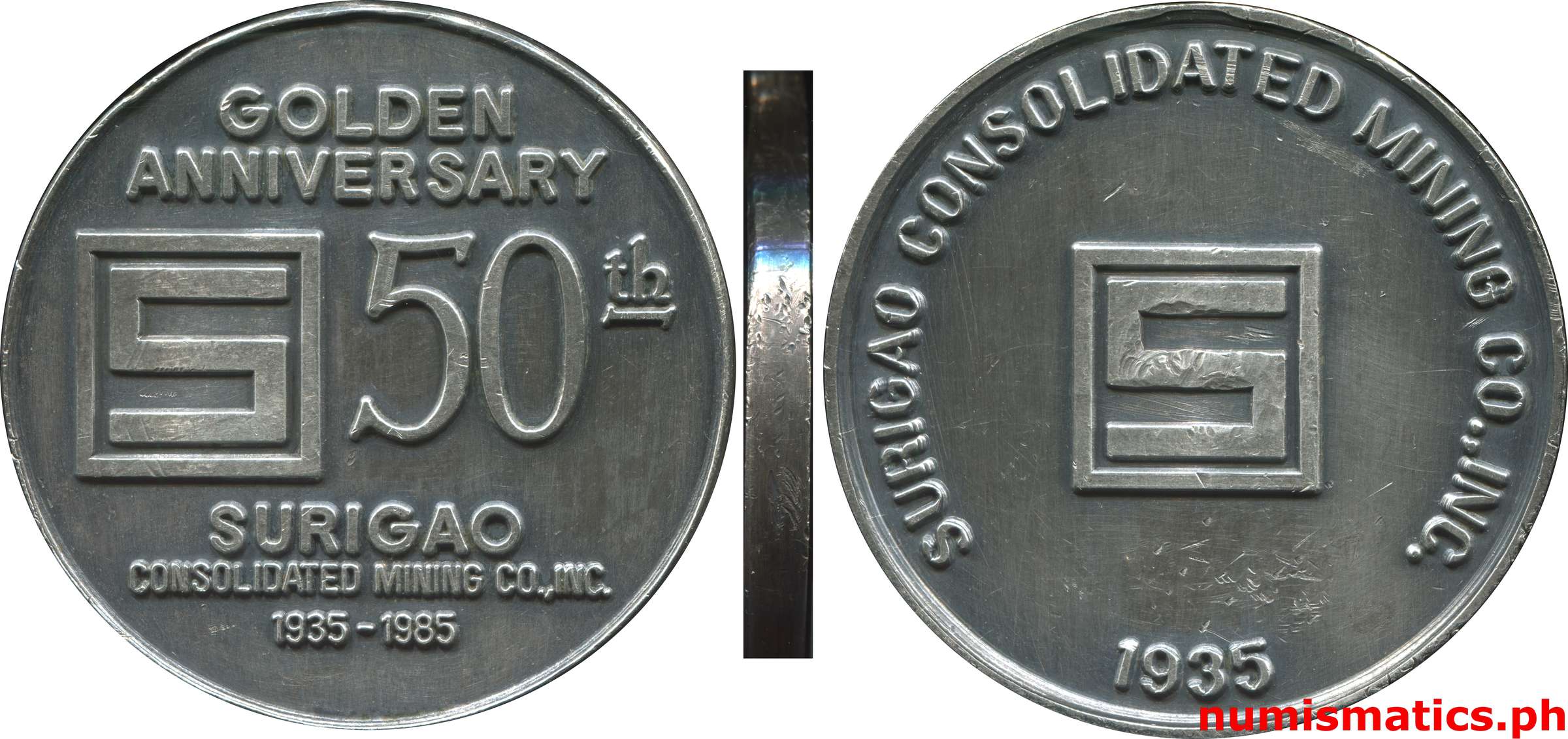 1985 Golden Anniversary Surigao Consolidated Mining Co., Inc. Medal