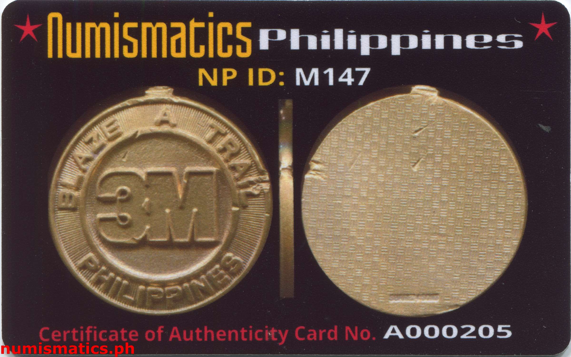 3M Philippines Blaze A Trail Medal A000205 COA Card Obverse
