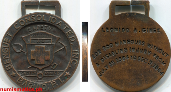 1964 Benguet Consolidated, Inc. Safety Award Medal