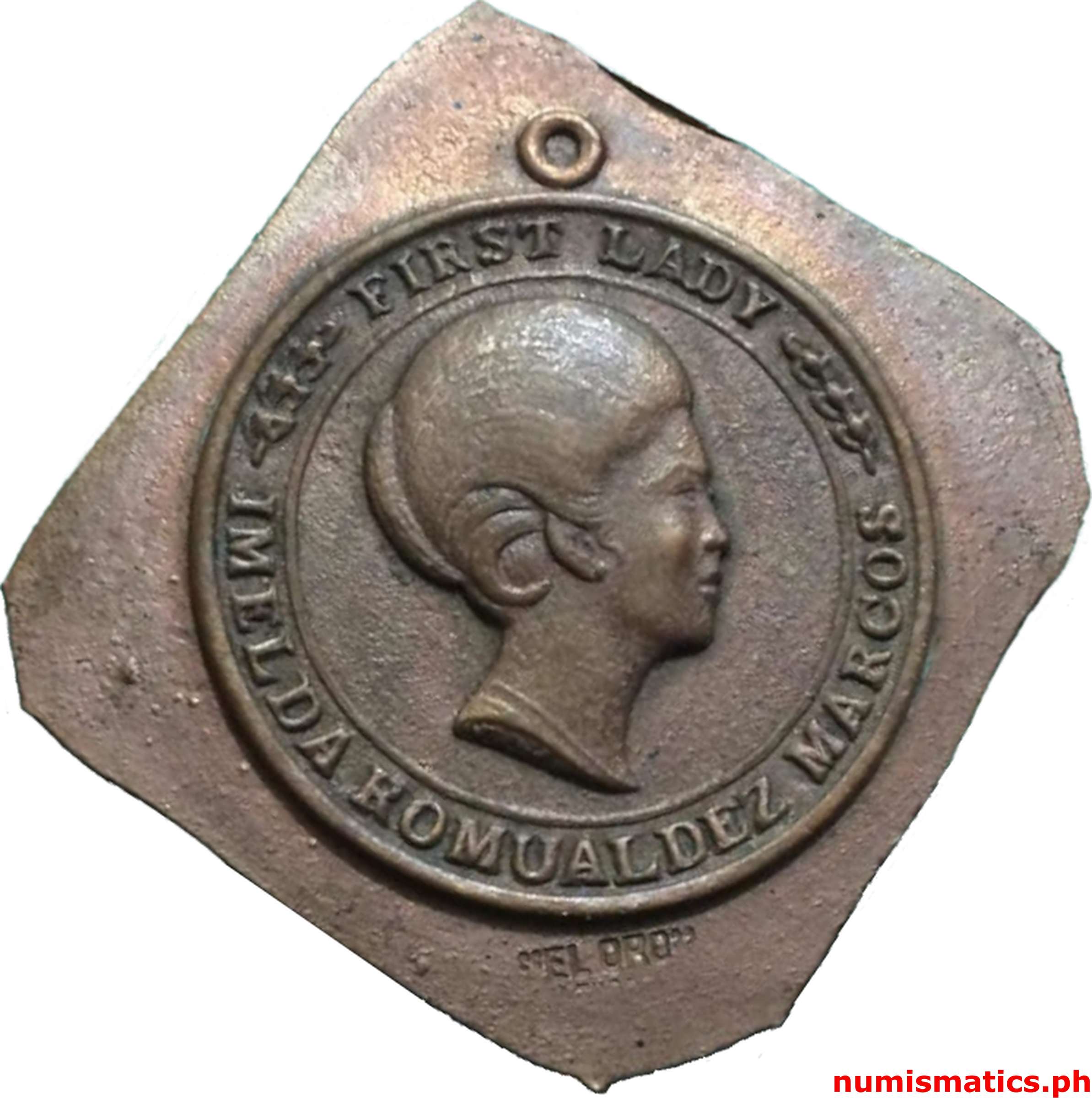 (1969) Imelda Romualdez Marcos - Cultural Center of the Philippines Inauguration Medal El Oro Trial Strike Copper