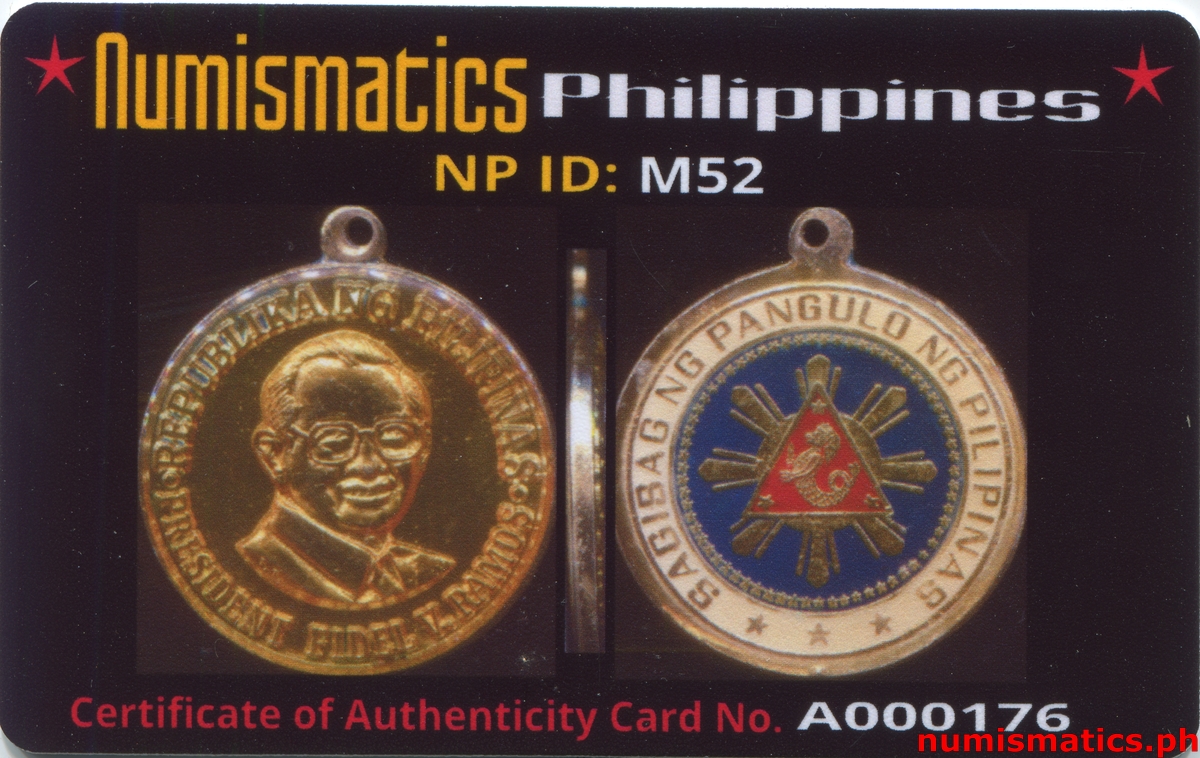 President Fidel V. Ramos Medal A000176 COA Card Obverse