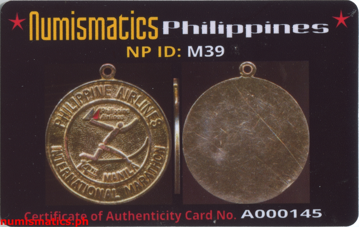 14th Manila International Marathon Philippine Airlines Medal A000145 COA Card Obverse