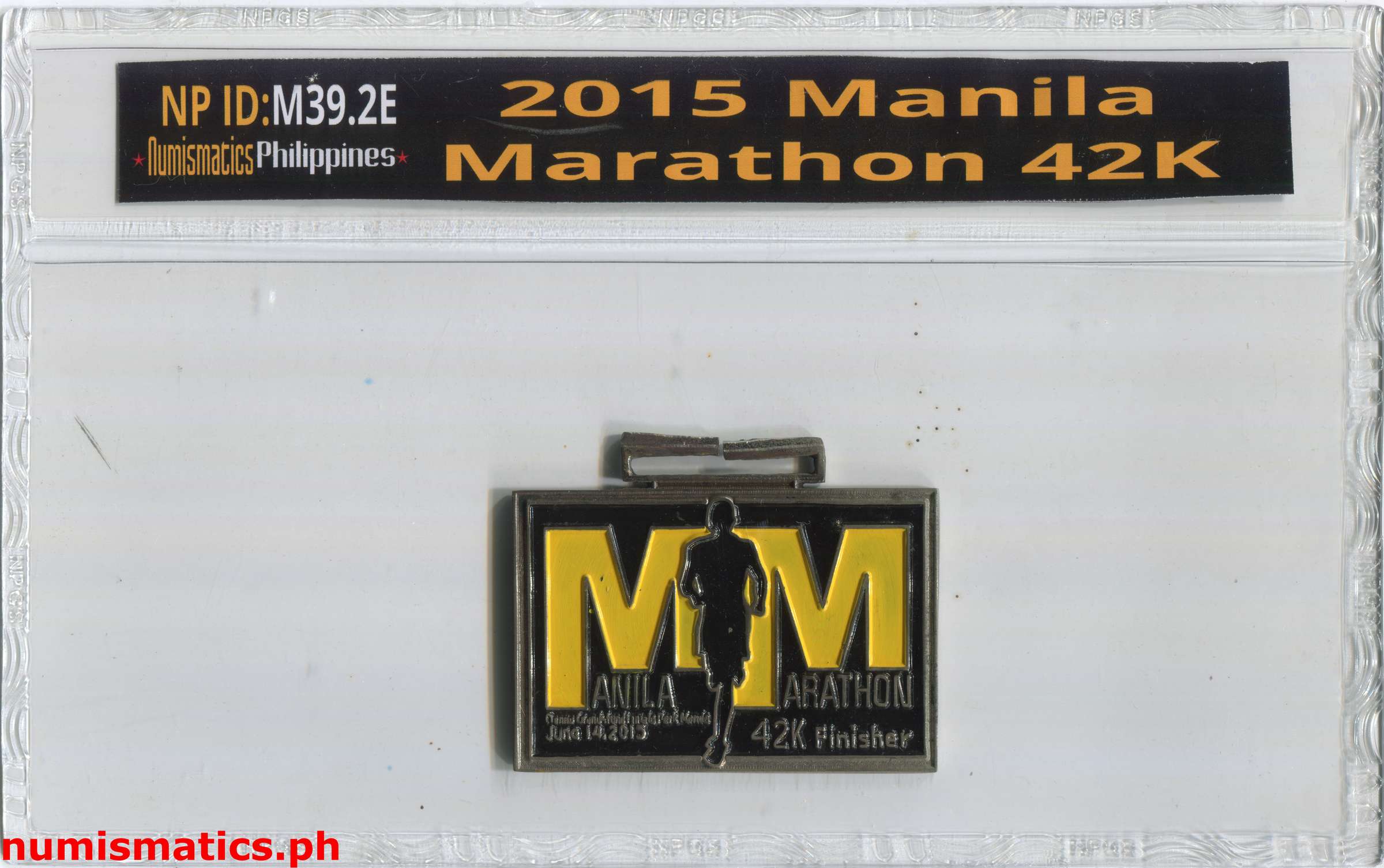 2015 Manila Marathon 42K Medal A000307 Slab Obverse
