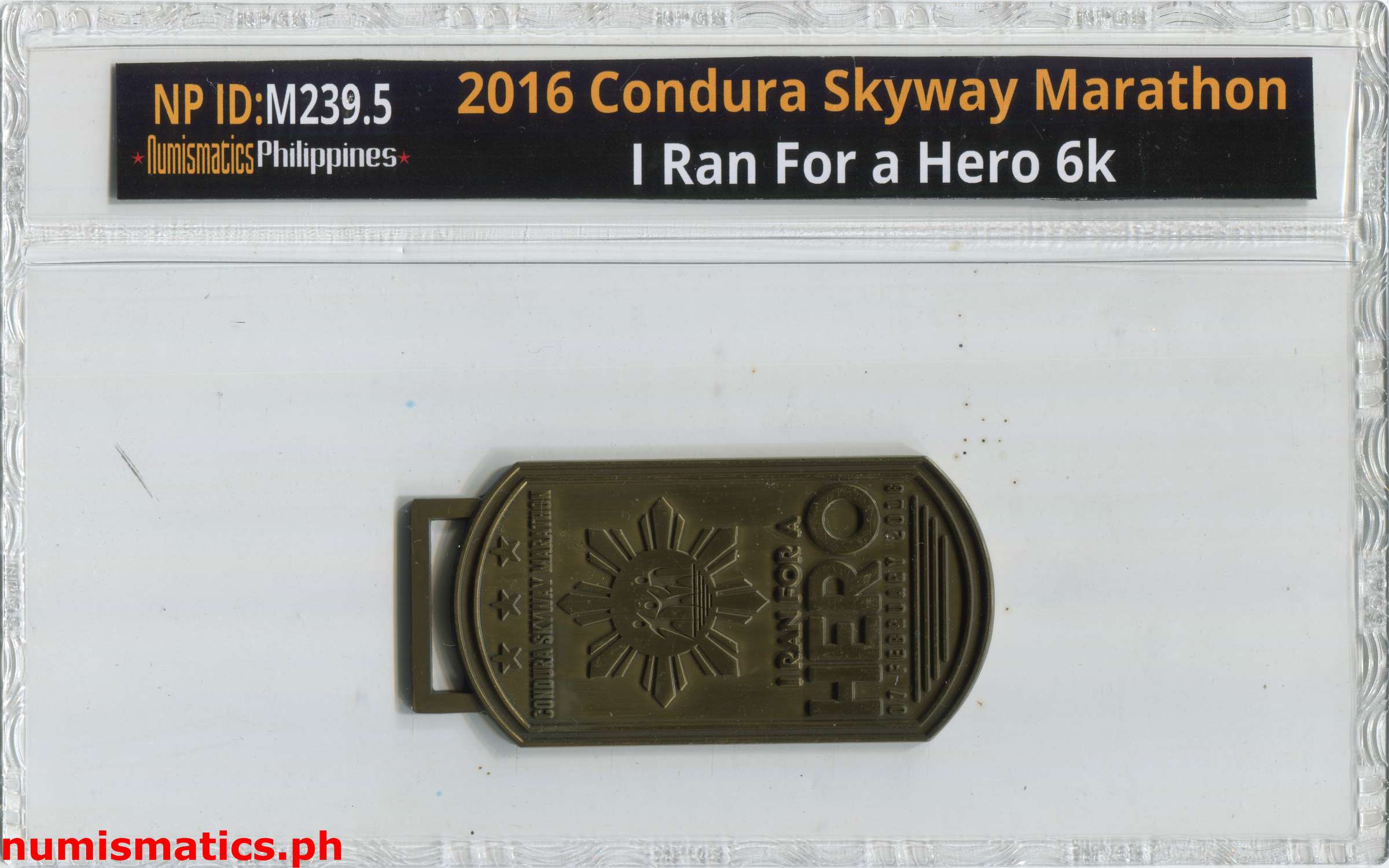 2016 Condura Skyway Marathon Run for a Hero 6K Finisher Medal A000313 Slab Obverse