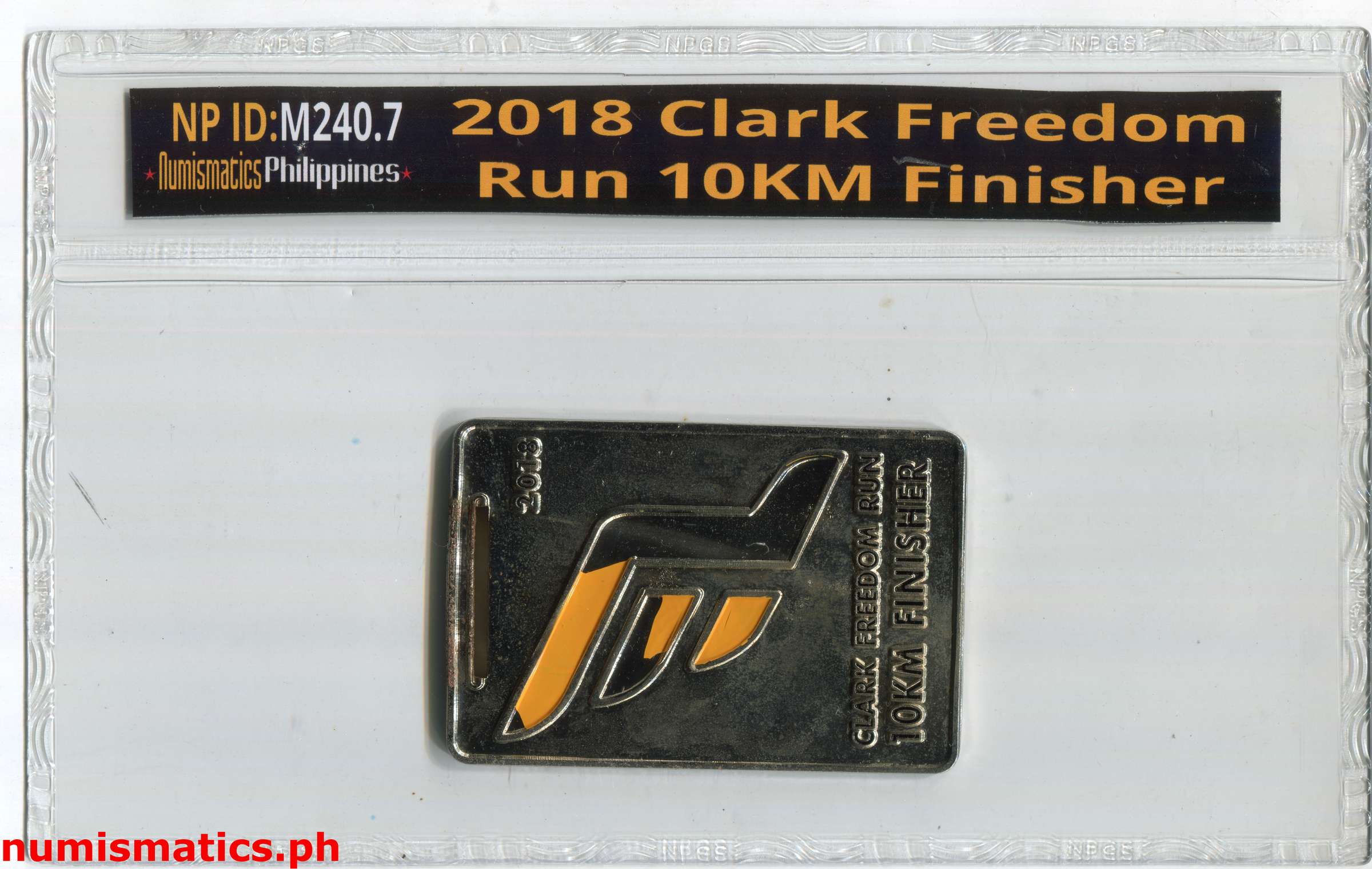 2018 Clark Freedom Run 10KM Finisher Medal A000306 Slab Obverse