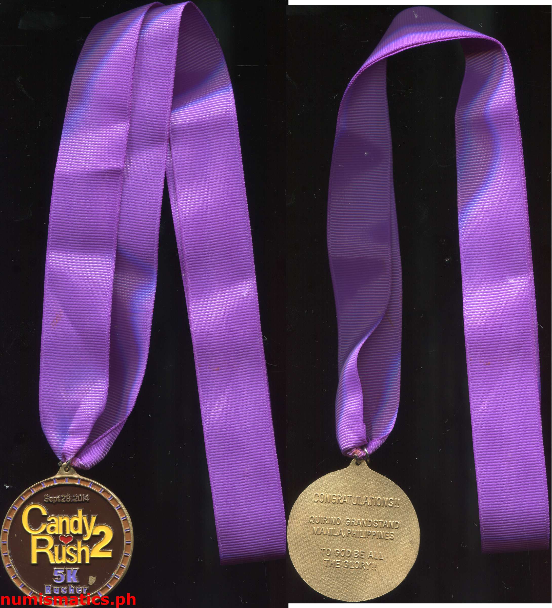 2014 Candy Rush 2 Fun Run Rusher 5K Medal Ribbon 