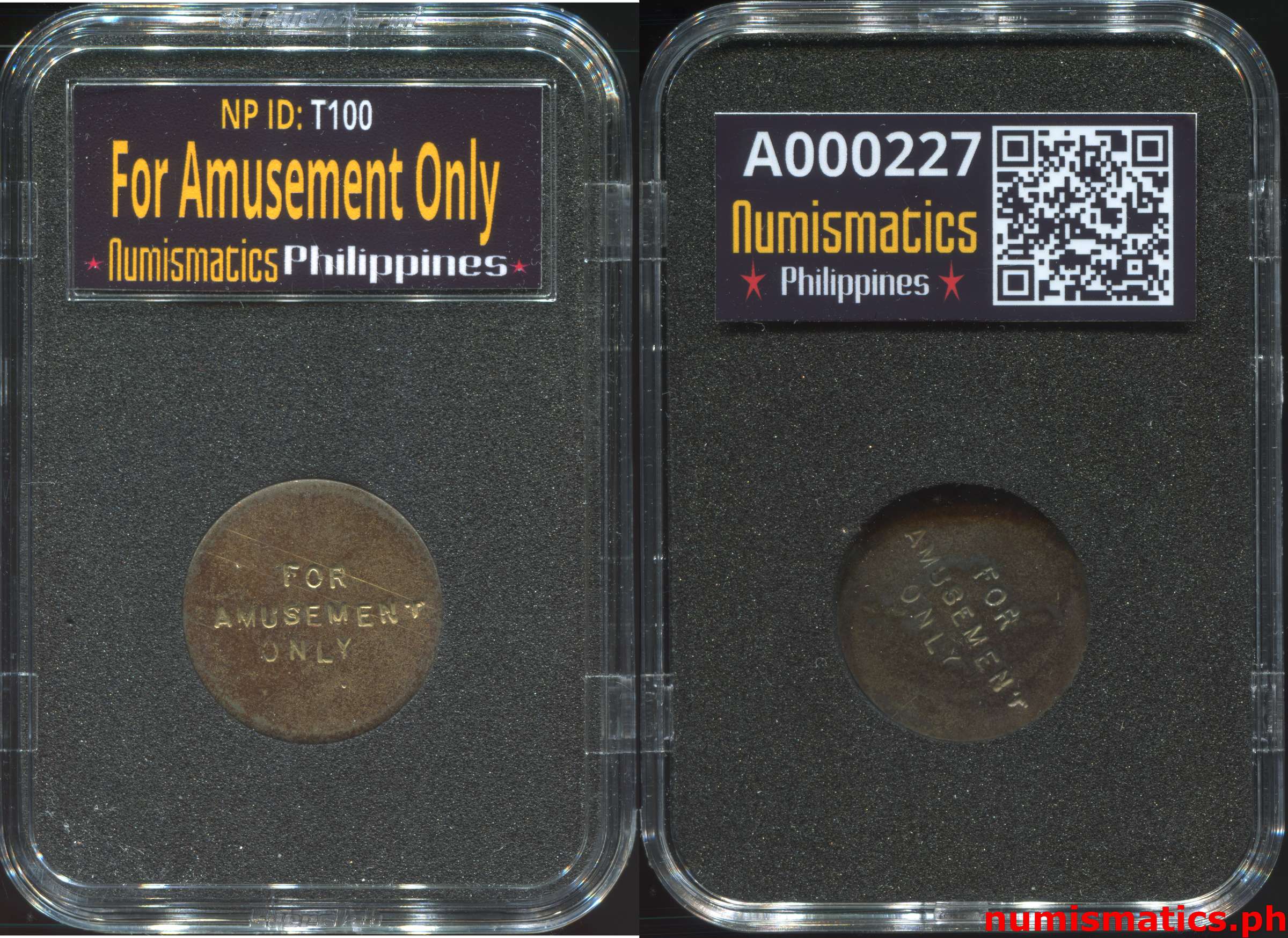 For Amusement Only Amusement Gaming Token A000227 Slab