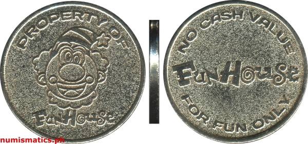 Fun House 4 Grayish White Arcade Gaming Token