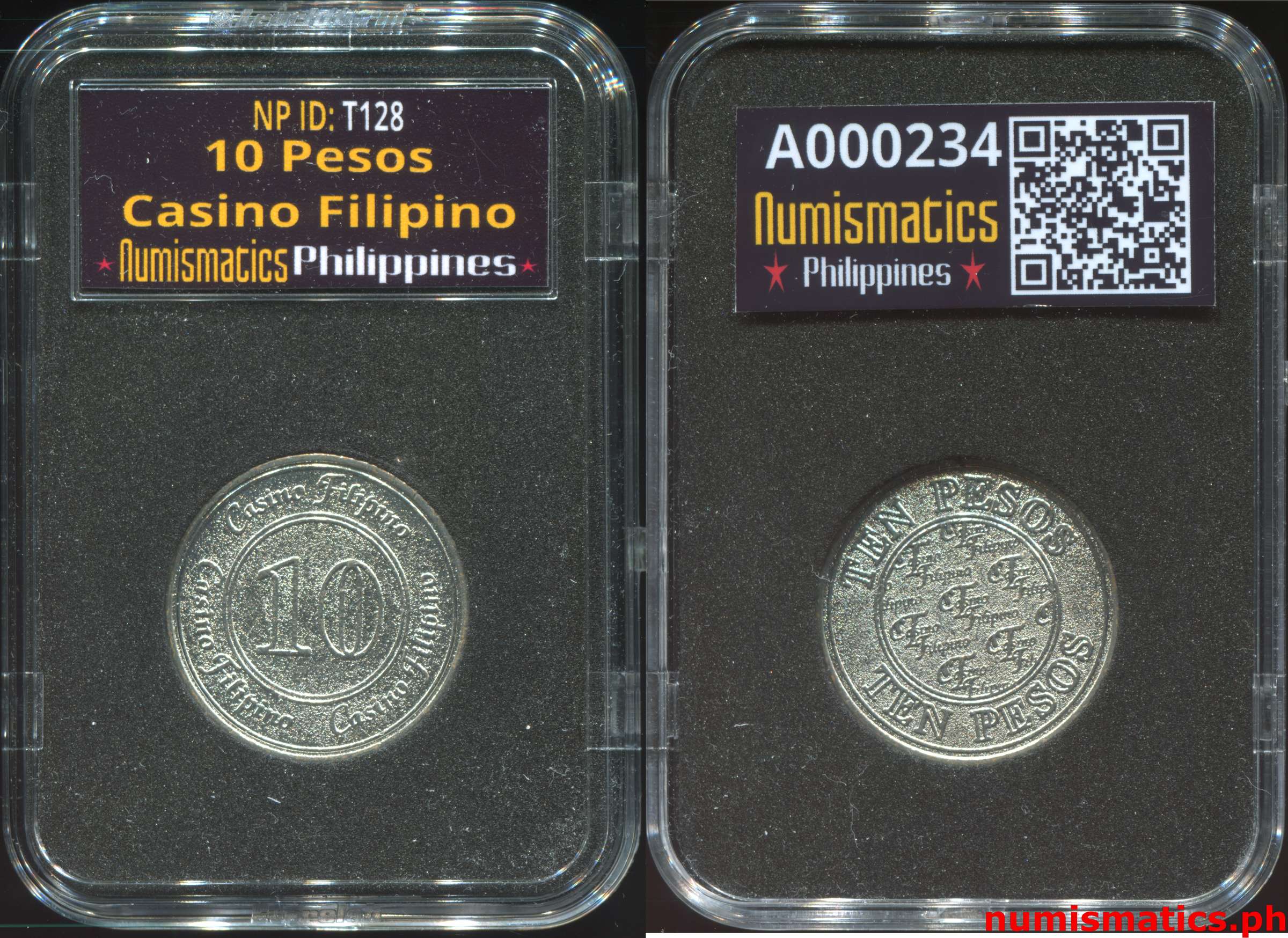 10 Pesos Casino Filipino Token A000234 Slab