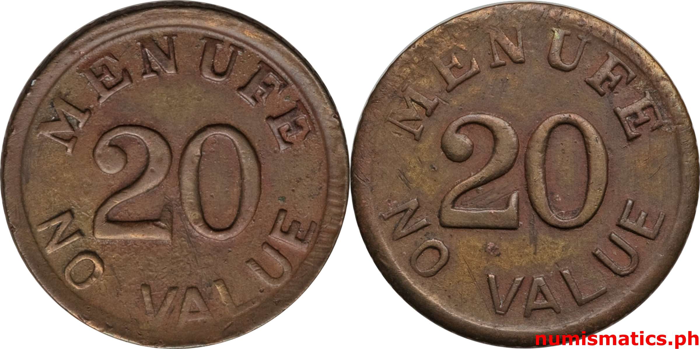 20 Centavos Early 1960's Menufe No Value Token