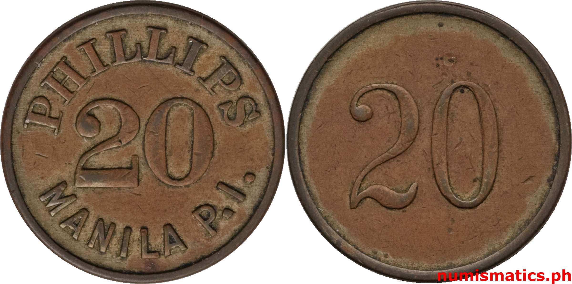 1940's 20 Centavos Phillips Manila P.I. Token