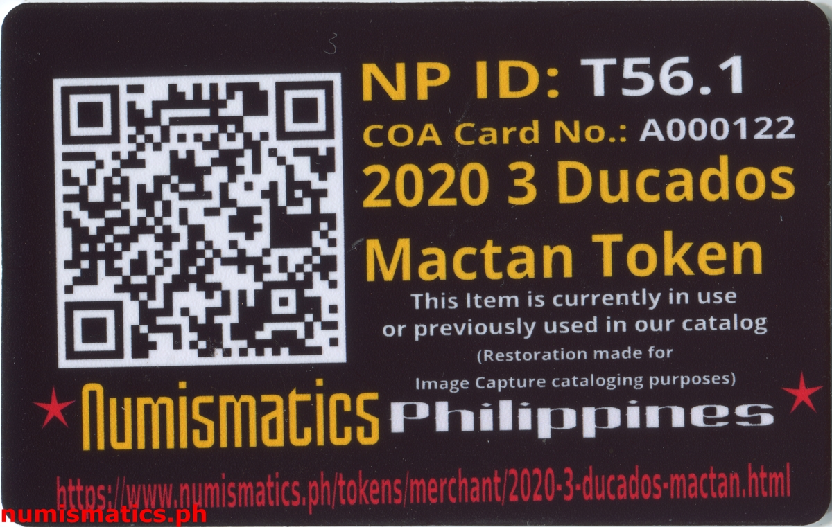 2020 3 Ducados Mactan Concepcion Fantasy Token A000122 COA Card Reverse
