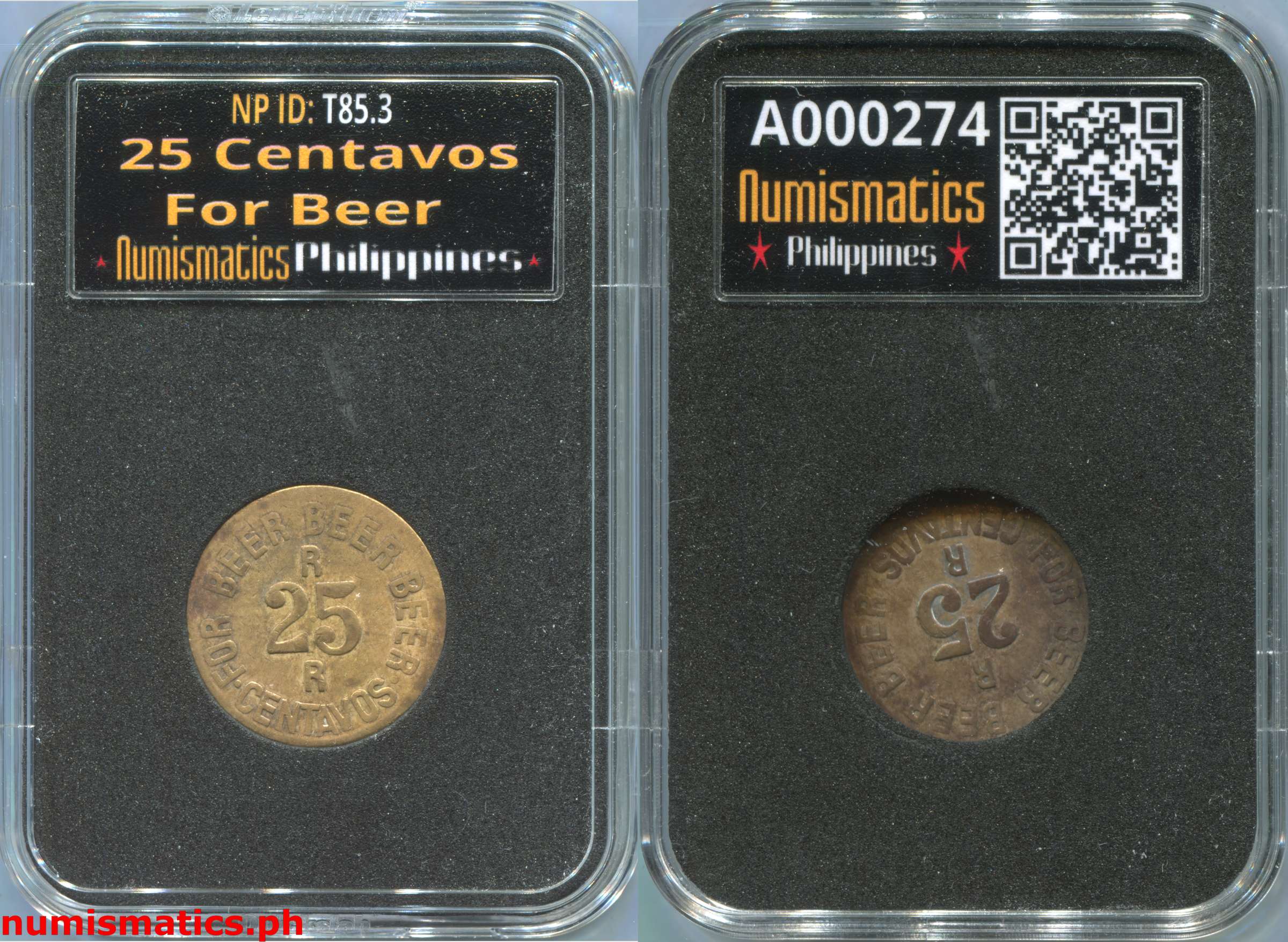 1960's 25 Centavos For Beer Token A000274 Slab