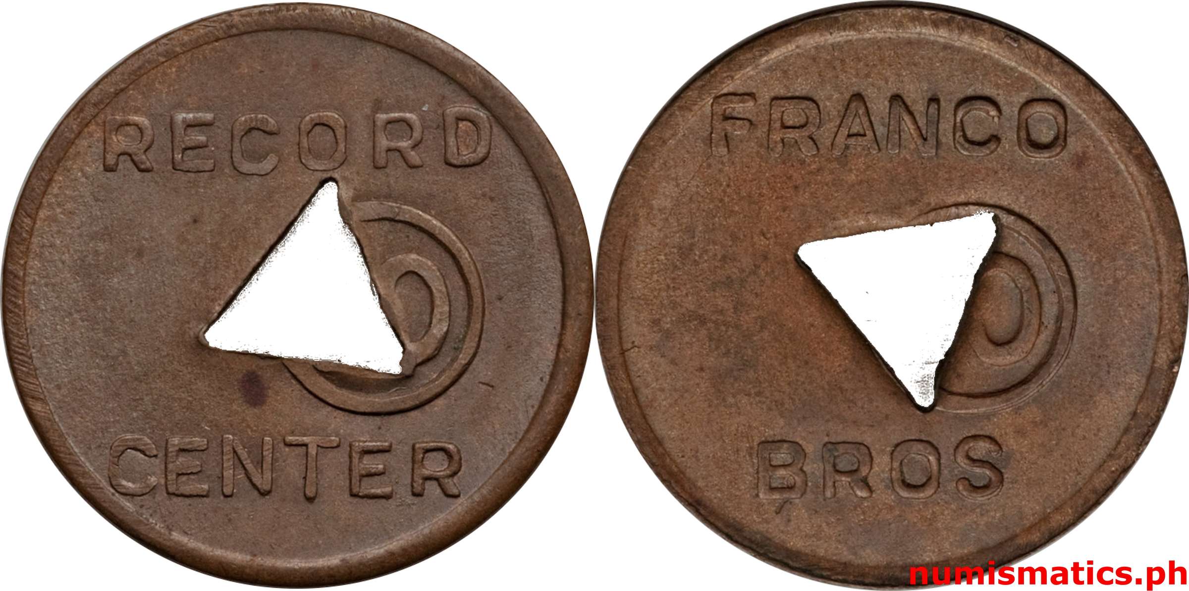 1940's Franco Bros Record Center Token Cancelled Large Letter