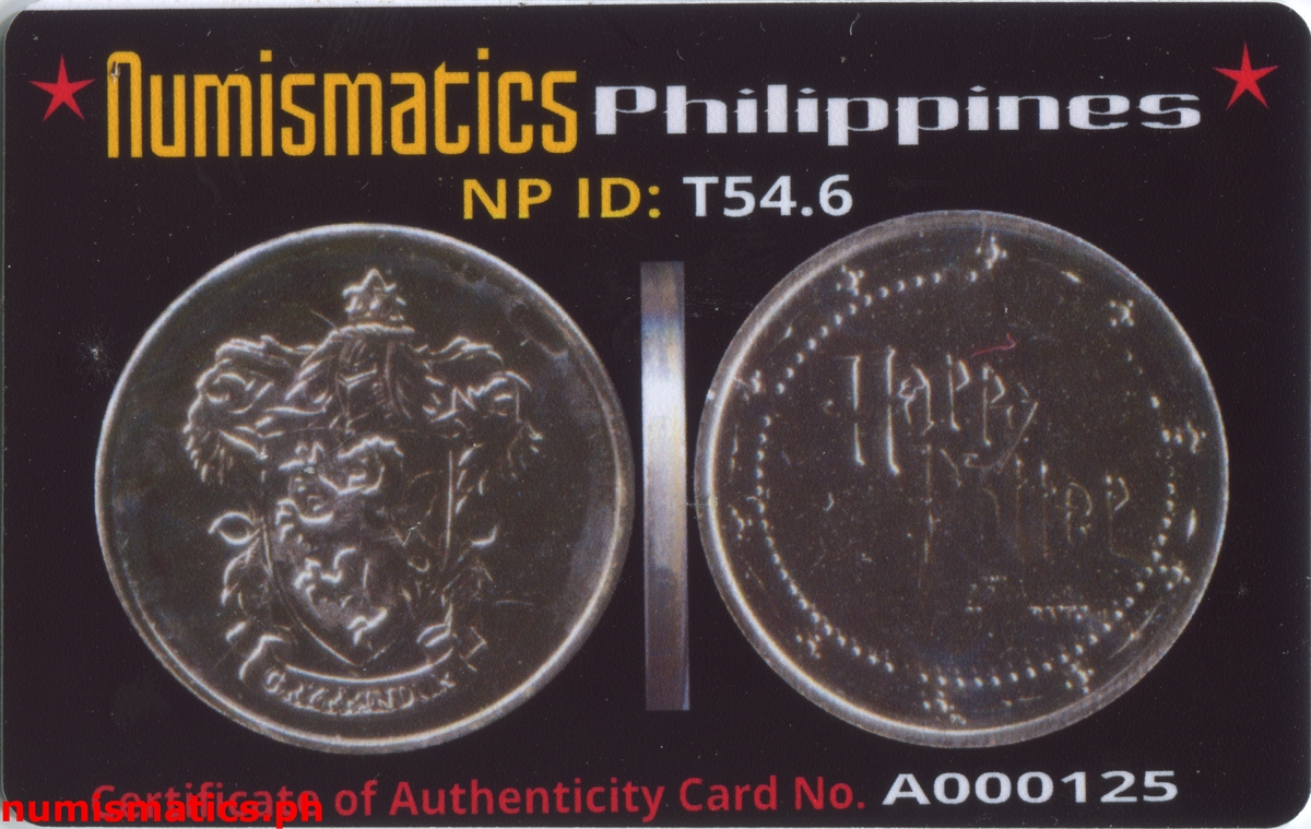 2002 Gryffindor Harry Potter and the Chamber of Secrets Gringotts Token A000125 COA Card Obverse