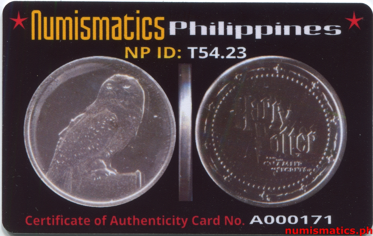 2002 Hedwig Harry Potter and the Chamber of Secrets Gringotts Token A000171 COA Card Obverse