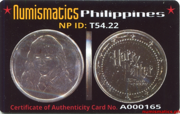 2002 Hermione Granger Harry Potter and the Chamber of Secrets Gringotts Token A000165 COA Card Obverse